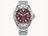Il Citizen Promaster Land GMT BJ7150-50W, raffigurato su uno sfondo bianco sporco. (Fonte: Citizen US)