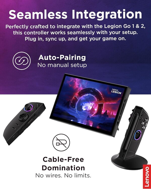 I controller Legion Go 2 Truestrike hanno dei pogo pin per la ricarica e il collegamento al dispositivo, ma dispongono anche di una porta USB-C per la ricarica. (Fonte: Lenovo)