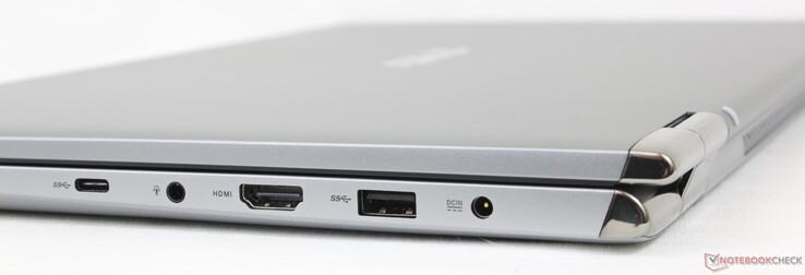 A destra: USB-C 3.2 Gen. 1, cuffie da 3,5 mm, HDMI 1.4, USB-A 3.0