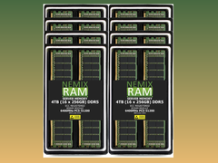 Un rendering del kit RDIMM DDR5 da 4 TB e 16 moduli di Nemix (fonte immagine: Nemix)