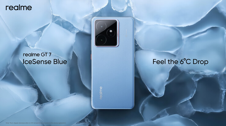 Realme GT 7 nel colore IceSense Blue. (Fonte immagine: X)