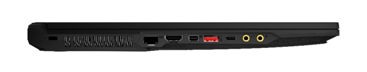 A sinistra: Gigabit RJ-45, HDMI 2.0, mini-Displayport 1.2, USB 3.1 Gen. 2, USB 3.1 Gen.2 Type-C, jack cuffie da 3.5 mm, jack da 3.5 mm SPDIF (ESS Sabre HiFi)