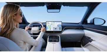 Il Teclast M60 è raffigurato mentre viene utilizzato per la navigazione in auto