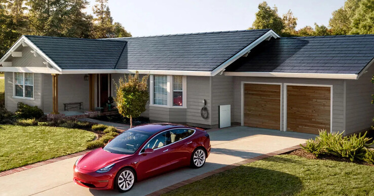 Esempio di un tetto solare Tesla realizzato (Immagine: Tesla)