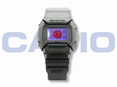 L'orologio Casio G-Shock x Hidden NY DW5600HDN257 (nella foto) ha un logo personalizzato che si illumina di arancione attraverso la retroilluminazione a LED. (Fonte: Casio)