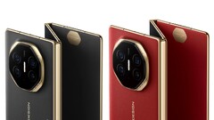 Il Mate XT di Huawei, dettagliato nei colori nero scuro e 'Ruihong', come mostrato sulla pagina VMall dell'azienda. (Fonte: Huawei)