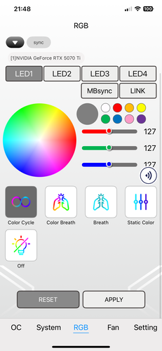 Impostazioni RGB