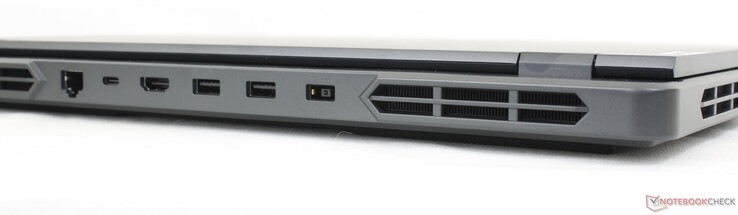 Posteriore: 1 Gbps RJ-45, USB-C 3.2 Gen. 2 con PD (140 W) + DisplayPort 1.4, HDMI 2.1, 2x USB-A 3.2 Gen. 1, adattatore AC