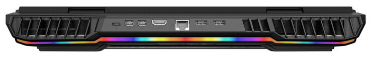 Lato Posteriore: USB 3.2 Gen 2 (Tipo C), 2x Mini Displayport (versione 1.4, G-Sync), HDMI (versione 2.1, HDCP 2.3), 2.5 Gigabit Ethernet, 2x connettore di alimentazione