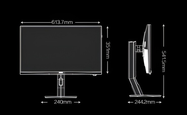L'immagine ritrae le dimensioni del monitor da gioco AOC Agon AG277UX, lanciato di recente. 