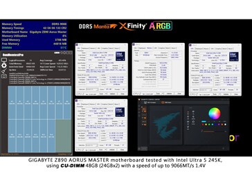 Diverse app di monitoraggio che mostrano le specifiche della CPU, della scheda madre e della RAM XFinity+. (Fonte immagine: V-color)