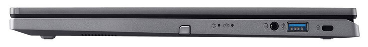 lato destro: stilo attivo, combo audio, USB 3.2 Gen 1 (USB-A), spazio per il blocco del cavo