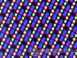 Schiera di subpixel OLED. La granulosità è difficile da mostrare sulla fotocamera