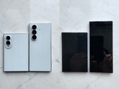 Presunti modelli di design trapelati dell’ Galaxy, dello Z Fold 8 (il modello più largo) e del Fold 8 Ultra.