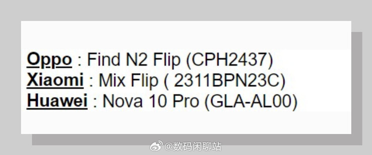 Lo Xiaomi Mix Flip compare con il suo nome in una nuova fuga di notizie. (Fonte: Digital Chat Station via Weibo)
