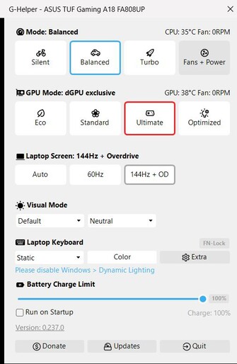 Schermata principale - estremamente minimale e facile da navigare