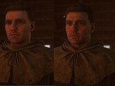 Un'immagine che mostra il modello del personaggio di Henry in Kingdom Come: Deliverance 2, sulla destra, dopo l’implementazione del DLSS 5