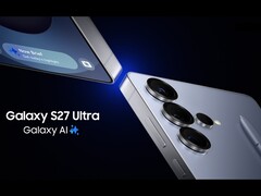 Rendering artistico che mostra un telefono Samsung Galaxy Ultra con tre fotocamere. (Fonte immagine: Samsung, modificato)