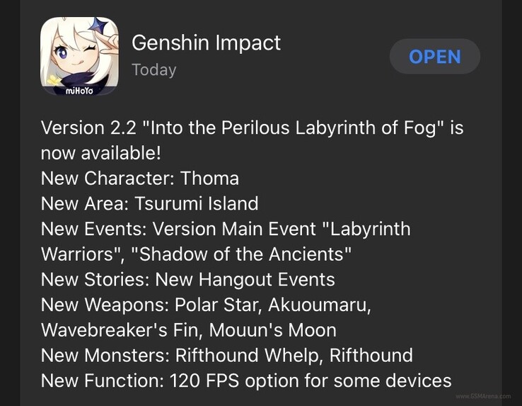 Genshin Impact su iOS ha un nuovo aggiornamento. (Fonte: miHoYo)