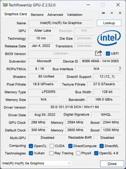 GPU-Z Iris Xe Graphics G7