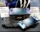 Le nuove versioni Glacier Blue e Void Purple di MSI dell'attuale Claw 8 AI+ in mostra al CES 2026 di Las Vegas. (Fonte: MSI)