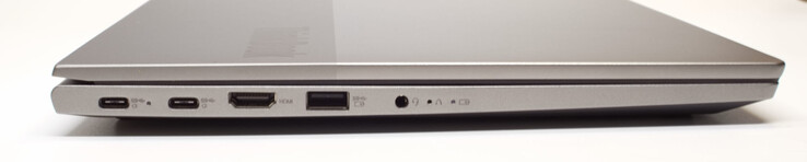 sinistra: 2x USB Tipo C con PowerDelivery e DisplayPort; HDMI, USB Tipo A (3.2 Gen 1); cuffie da 3,5 mm