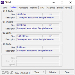 Informazioni sul sistema CPU-Z: Cache