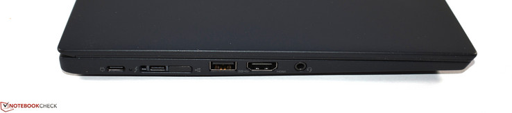 Lato sinistro: USB 3.1 Gen 1 Type-C, Thunderbolt 3, Mini Ethernet, Porta Docking, USB 3.0 Type-A, HDMI, Porta Audio combo