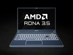 RDNA 3.5 potrebbe essere in uso fino al 2029. Nella foto: Un rendering che mostra un computer portatile da gioco AMD. (Fonte immagine: AMD - modificato)