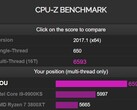 AMD Ryzen 7 5800X Zen 3 CPU-Z benchmark (Source: CPU-Z)