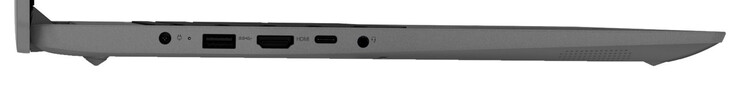 Sinistra: connettore di alimentazione, USB 3.2 Gen 1 (USB-A), HDMI, USB 3.2 Gen 1 (USB-C; Power Delivery, DisplayPort), jack audio combo da 3,5 mm