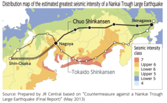 Il tracciato dello Shinkansen Chūō e il rischio sismico nel 2013