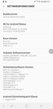 Software del Samsung Galaxy Note 9