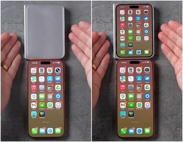 modello iPhone Ultra/Fold design accanto all'iPhone 17 Pro Max.