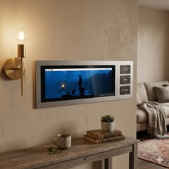 Il pannello ultra largo ha una risoluzione di 480 x 1920 e un supporto touch a 10 punti con sfondo generato dall'intelligenza artificiale