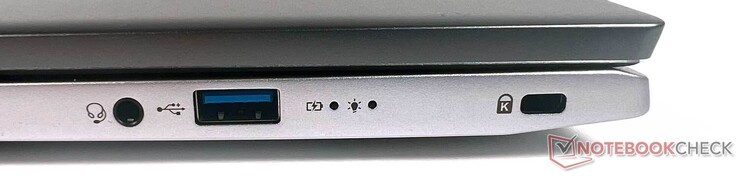 A destra: 1x jack da 3,5 mm, 1x USB tipo-A 3.1 gen. 1, 1x Kensington
