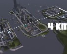 Una vista aerea della mappa 4KM di GTA III Liberty City, con tre isole