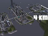 Una vista aerea della mappa 4KM di GTA III Liberty City, con tre isole
