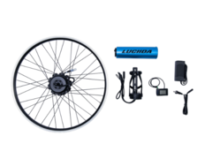 Il kit per e-bike LUCIIDA contiene una ruota motorizzata e un LCD montato sul manubrio. (Fonte: LUCIIDA)