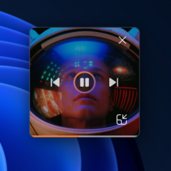Microsoft mostra la modalità mini player del nuovo Media Player, che mostra una vivace arte dell&#039;album. (Immagine: Microsoft)