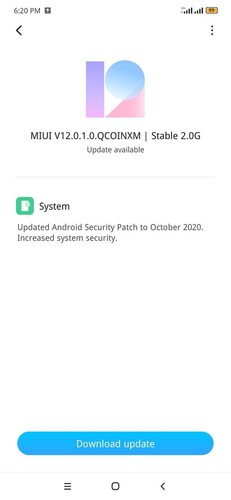 V12.0.1.0.QCOINXM per il Redmi Note 8. (Fonte immagine: Adimorah Blog)