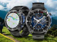Lo smartwatch Rogbid GeoX1 (nella foto due orologi che visualizzano cose diverse) ha un display AMOLED da 1,43 pollici. (Fonte: Rogbid)