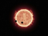 Illustrazione artistica raffigurante una stella e due pianeti.