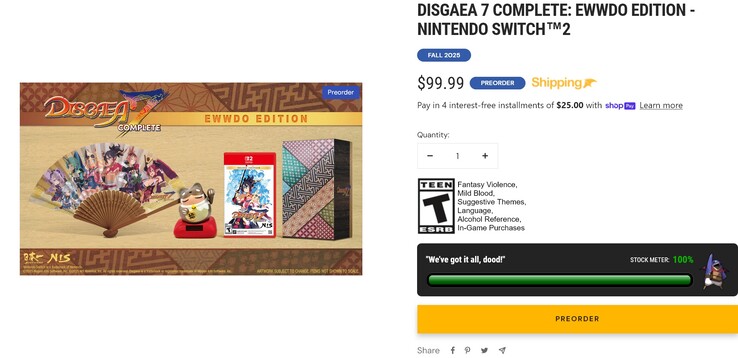 Disgaea 7 Complete: Stato delle scorte della Ewwdo Edition (Fonte immagine: screenshot, NIS America)