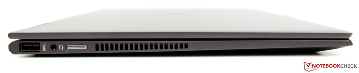 A sinistra: USB 3.1 Gen 1 Type-A, porta audio combinata, pulsante accensione, ventole