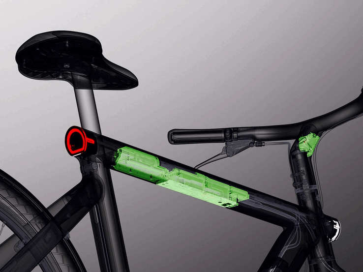 La serie VanMoof S6 vanta una batteria non rimovibile da 487 Wh (Fonte: VanMoof)
