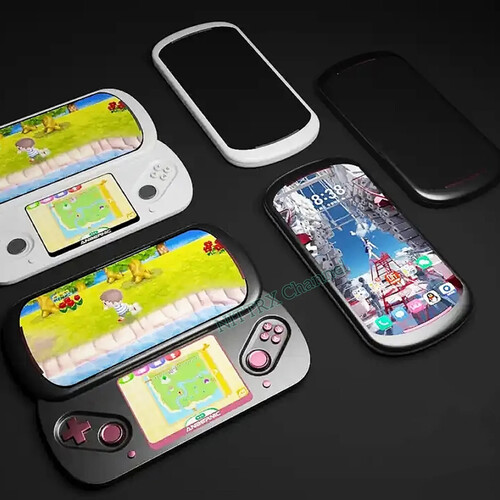 Le immagini concettuali indicano che l'Anbernic Slide può essere utilizzato anche come smartphone. (Fonte immagine: via Nittrx)
