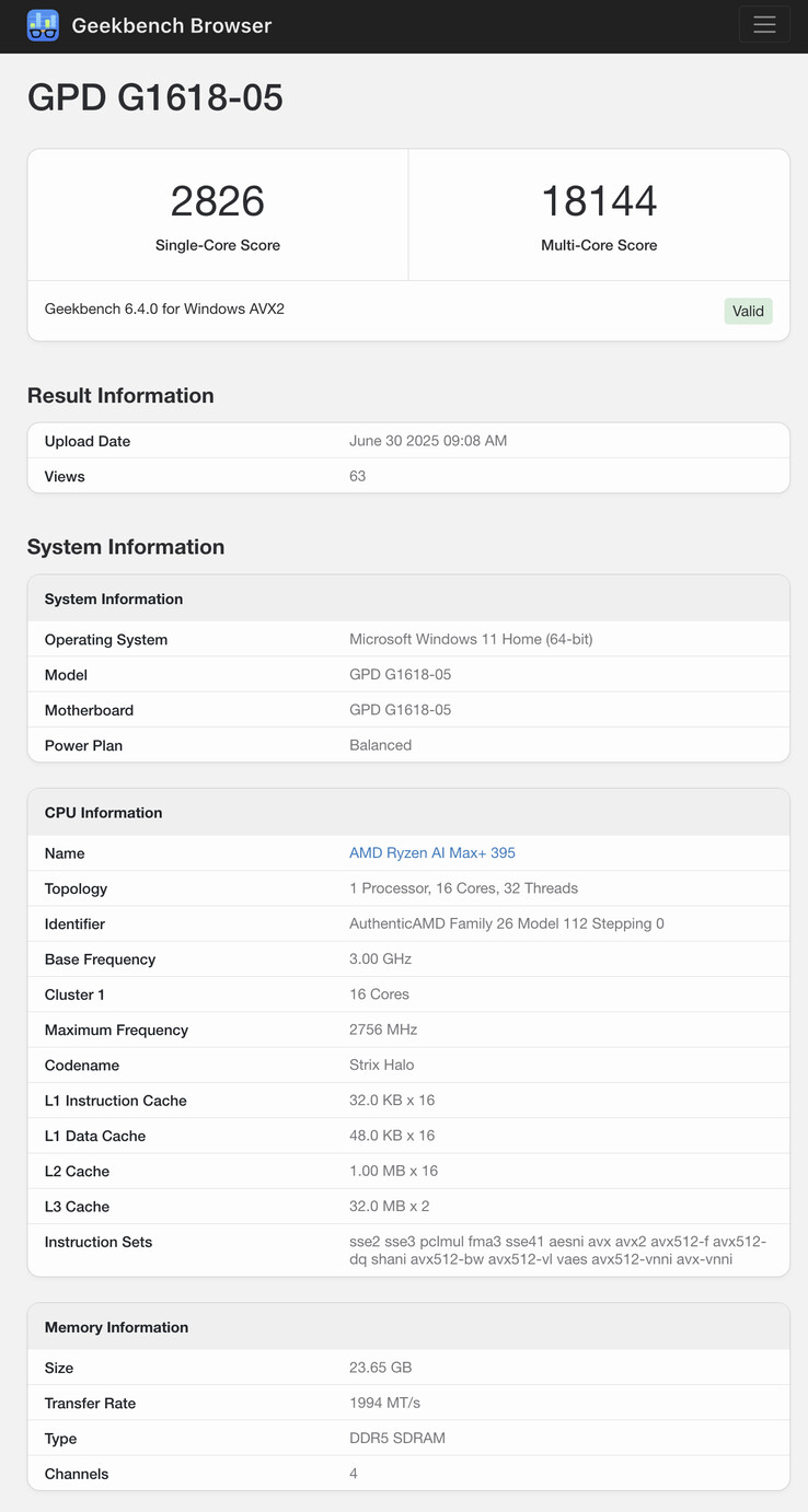 (Fonte: Geekbench)