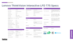 Lenovo ThinkVision T75 - Specifiche. (Fonte immagine: Lenovo)