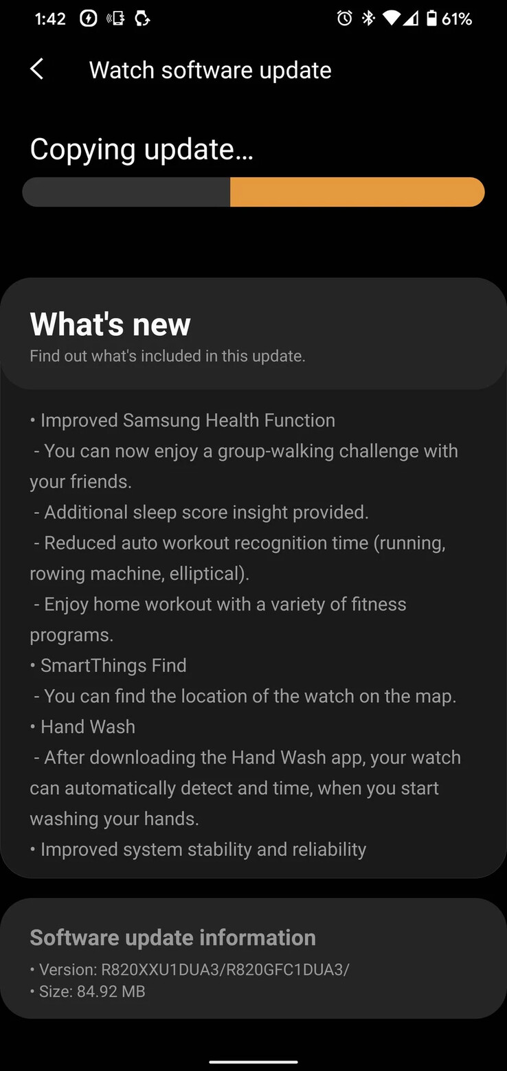 Il nuovo changelog del Galaxy Watch Active 2. (Fonte: SamMobile)